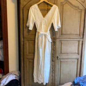 Heavy white cotton long summer dress
